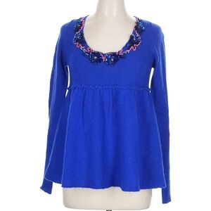 Free People Royal Blue Sweater with embellished neckline